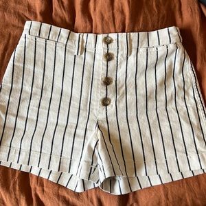 Madewell Cream & navy pin striped shorts